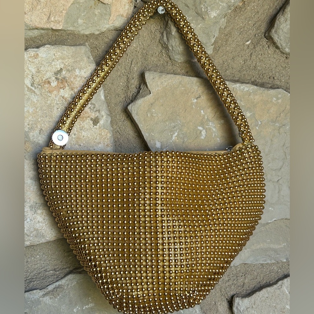 2 CHIC Gold Beaded Wristlet Purse